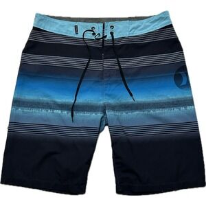 Hurley Phantom Board Shorts Mens 30 Blue Striped Stretch Beach Outdoors